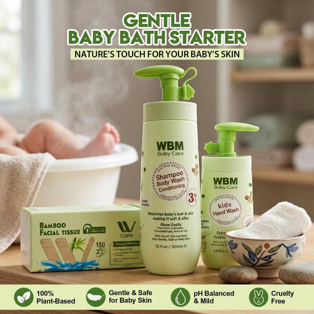 WBM Baby Bath Starter Kit – 3 in 1 Baby Wash, Hand Wash & Tissue